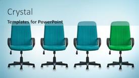  Presentation with promotion - PPT layouts enhanced with office-chairs-in-promotion-concept background and a light blue colored foreground