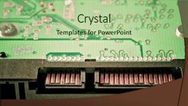  Presentation with hard disk drive - Cool new PPT theme with office computer peripheralsstore - close up of sata hard backdrop and a  colored foreground