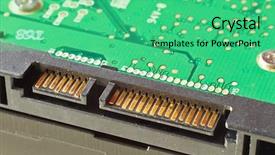  Presentation with hard disk drive - PPT theme consisting of office computer peripheralsstore - close up of sata hard background and a seafoam green colored foreground