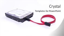  Presentation with cable - PPT theme featuring office computer peripheralsstore - isolated serial ata hard drive background and a  colored foreground