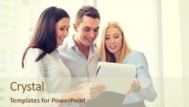  Presentation with office - Slides enhanced with office concept - business team background and a cream colored foreground