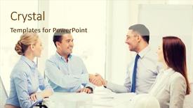  Presentation with building team - Amazing presentation design having office concept - happy team backdrop and a cream colored foreground