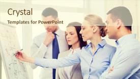  Presentation with development - Cool new slides with office concept - serious business team backdrop and a cream colored foreground