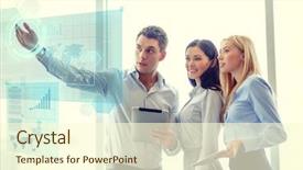  Presentation with office - Cool new slides with office concept - smiling business team backdrop and a cream colored foreground