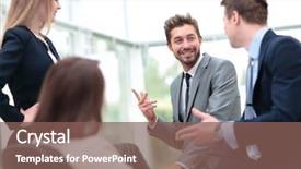  Presentation with office - Presentation consisting of office concept - smiling business team background and a  colored foreground