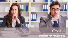  Presentation with conflict - Audience pleasing PPT layouts consisting of office-conflict-between-man backdrop and a gray colored foreground