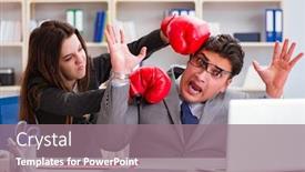  Presentation with conflict - PPT layouts with office-conflict-between-man background and a gray colored foreground