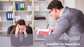  Presentation with conflict - Colorful slide deck enhanced with office conflict between man and woman backdrop and a gray colored foreground