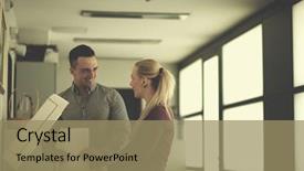  Presentation with modern - Theme enhanced with office copy documents on machine background and a coral colored foreground