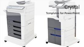  Presentation with cnc machine tools - Presentation design consisting of office copying machine under thew background and a  colored foreground