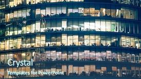  Presentation with financial center - Presentation theme enhanced with office corporate building in london background and a ocean colored foreground