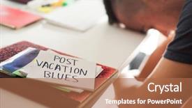  Presentation with office - Slide deck with office desk and a note background and a coral colored foreground