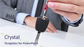  Presentation with loan car - Amazing slide deck having office desk gives a car backdrop and a sky blue colored foreground