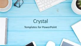  Presentation with business office desk - PPT theme enhanced with office desk table of business background and a  colored foreground