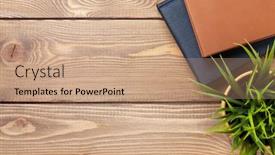  Presentation with flower office desk table - Audience pleasing theme consisting of office desk table with flower and notepad top view with copy space backdrop and a coral colored foreground