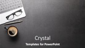  Presentation with dark space - Beautiful PPT layouts featuring office-desk-table-with-laptop backdrop and a dark gray colored foreground