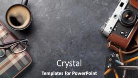  Presentation with dark space - PPT theme with office-desk-table-with-notepad background and a dark gray colored foreground