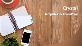  Presentation with flower office desk table - Amazing PPT layouts having desk table with supplies coffee backdrop and a coral colored foreground