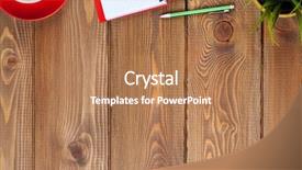  Presentation with flower office desk table - Colorful presentation design enhanced with office desk table with supplies backdrop and a coral colored foreground