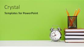  Presentation with remote work - Beautiful presentation featuring office-desk-with-alarm-clock backdrop and a yellow colored foreground