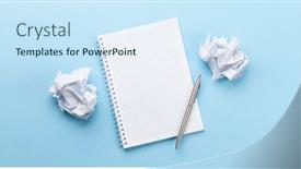  Presentation with notepad - Colorful presentation theme enhanced with office-desk-with-blank-notepad backdrop and a sky blue colored foreground
