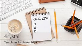  Presentation with notepad - Audience pleasing slide deck consisting of office-desk-with-check-list backdrop and a lemonade colored foreground