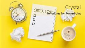  Presentation with alarm - Beautiful theme featuring office-desk-with-coffee-alarm backdrop and a yellow colored foreground