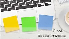  Presentation with remote work - Beautiful presentation theme featuring office-desk-with-colorful-stickers backdrop and a white colored foreground