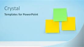  Presentation with remote work - PPT layouts having office-desk-with-colorful-stickers background and a sky blue colored foreground