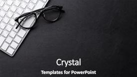  Presentation with leather - Slide deck consisting of office desk with pc background and a dark gray colored foreground