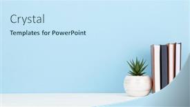  Presentation with remote work - Beautiful slide deck featuring office-desk-with-potted-plant backdrop and a sky blue colored foreground