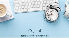  Presentation with inspiration - Presentation consisting of office-desk-with-supplies-alarm background and a sky blue colored foreground
