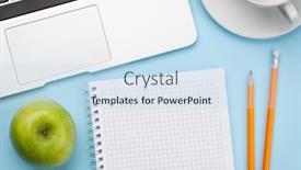  Presentation with remote work - Slide deck having office-desk-with-supplies-coffee background and a sky blue colored foreground