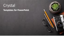  Presentation with flower office desk table - Beautiful theme featuring office-desk-with-supplies-photo backdrop and a gray colored foreground