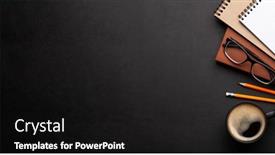  Presentation with flat - Colorful PPT theme enhanced with office-desk-with-supplies backdrop and a black colored foreground