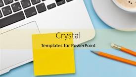  Presentation with remote work - PPT theme enhanced with office-desk-with-yellow-sticker background and a yellow colored foreground