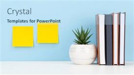  Presentation with remote work - Cool new PPT layouts with office-desk-with-yellow-stickers backdrop and a sky blue colored foreground