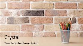  Presentation with front desk - Presentation theme having office desk workplace table background and a lemonade colored foreground