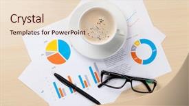  Presentation with wooden desk cup - Amazing slides having office desk workplace with charts and coffee cup on wooden table top view backdrop and a lemonade colored foreground