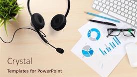  Presentation with copy space - Amazing presentation theme having office-desk-workplace-with-pc backdrop and a lemonade colored foreground