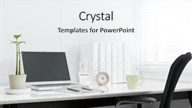  Presentation with clean - Cool new presentation theme with office desk backdrop and a sky blue colored foreground