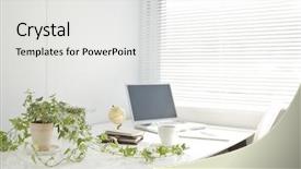  Presentation with clean - Slides with office desk background and a white colored foreground