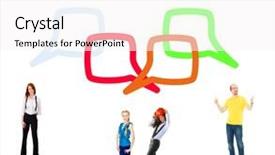  Presentation with cartoon - Theme with office dialogues common teamwork background and a sky blue colored foreground