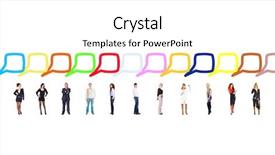  Presentation with cartoon - Presentation theme having office dialogues common teamwork background and a white colored foreground