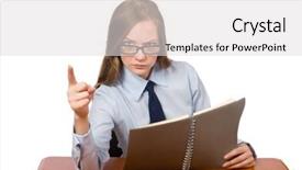  Presentation with work - Presentation design consisting of office employee at work table background and a  colored foreground