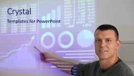  Presentation with forex - Slide set featuring office employee giving presentation forex background and a light blue colored foreground