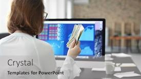  Presentation with forex - Amazing presentation theme having office-employee-with-money backdrop and a light gray colored foreground