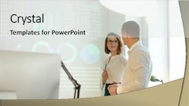  Presentation with forex - Slide set featuring office employees giving presentation background and a white colored foreground