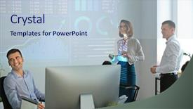  Presentation with forex - Presentation theme having office employees giving presentation background and a lemonade colored foreground