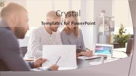  Presentation with trading - Colorful PPT theme enhanced with office employees having meeting in conference room finance trading backdrop and a lemonade colored foreground